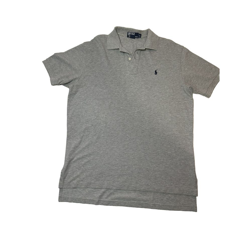 Polo Ralph Lauren‎ Shirt Mens Large Gray Short Sleeve Side Slit High Low Hem